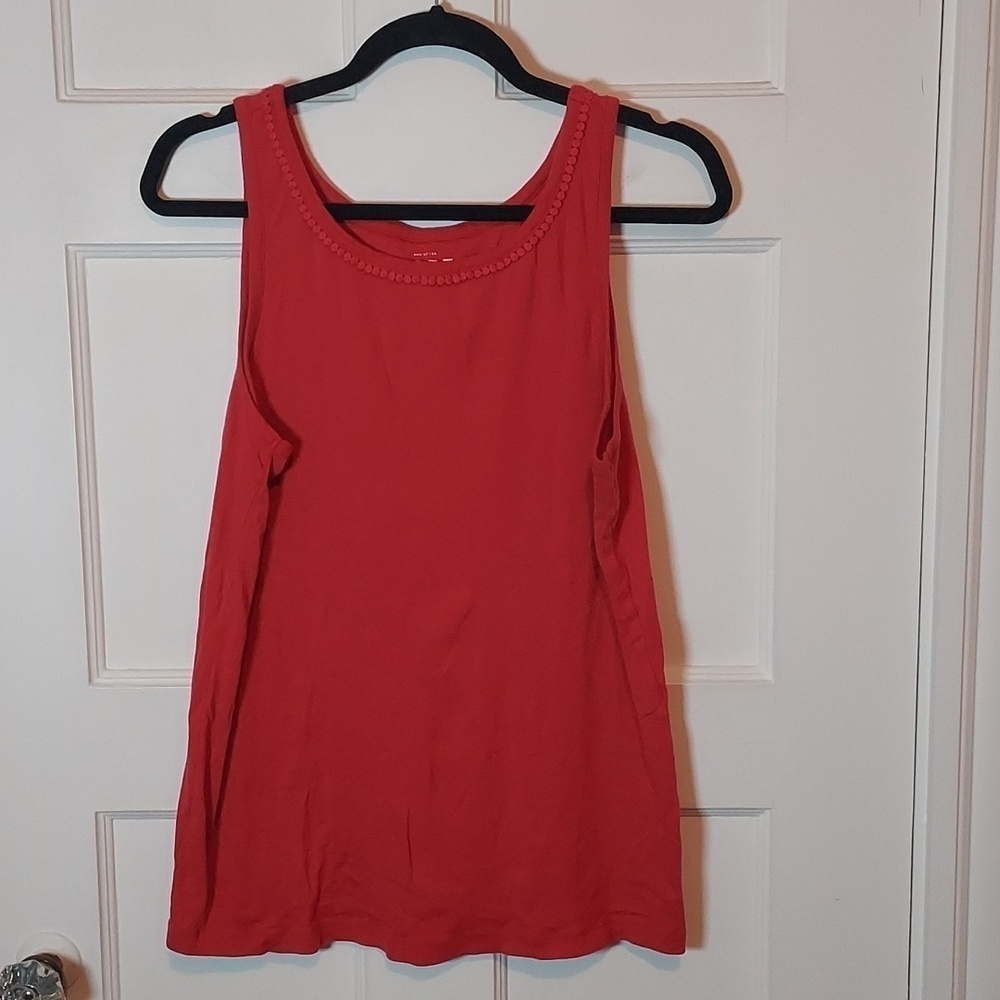 LOFT Embellished Neckline Tank in Red
